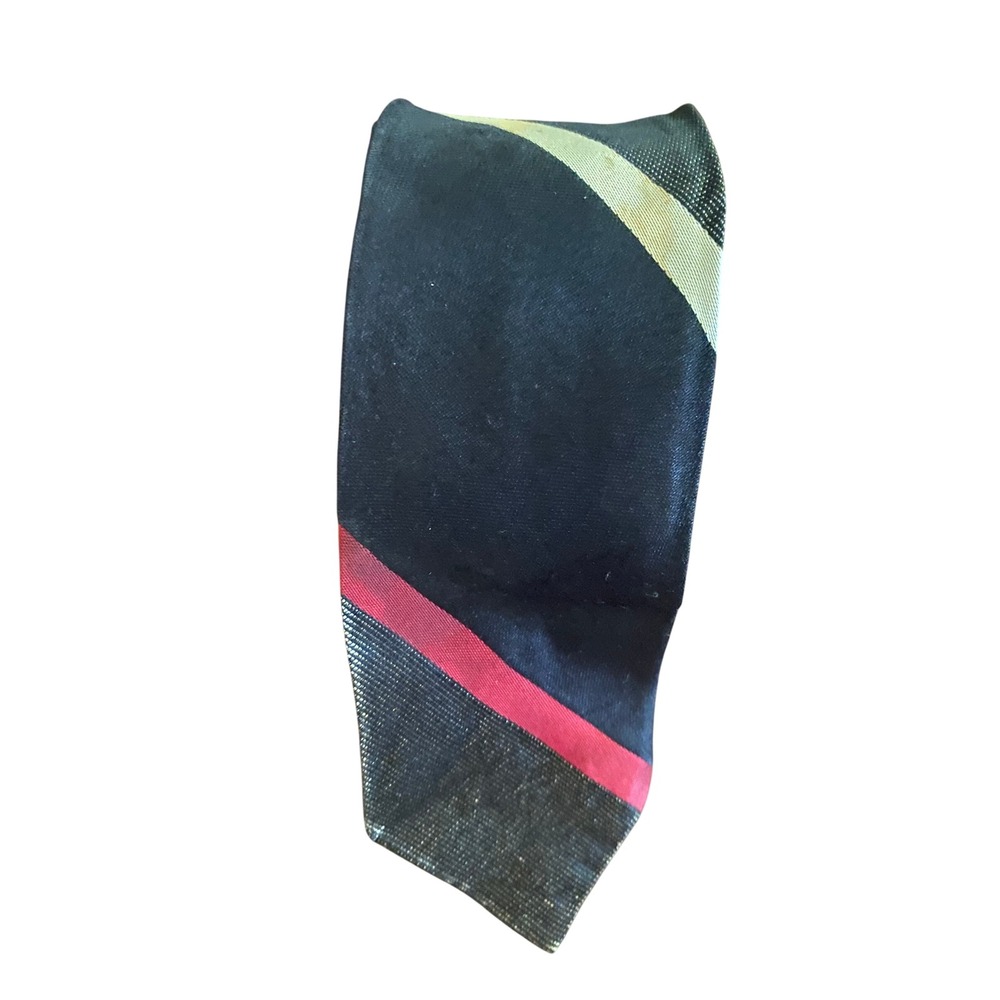 Vintage Damon Silk Tie Trenwiths Santa Barbara Black Red Cream Stripe ACWA Union